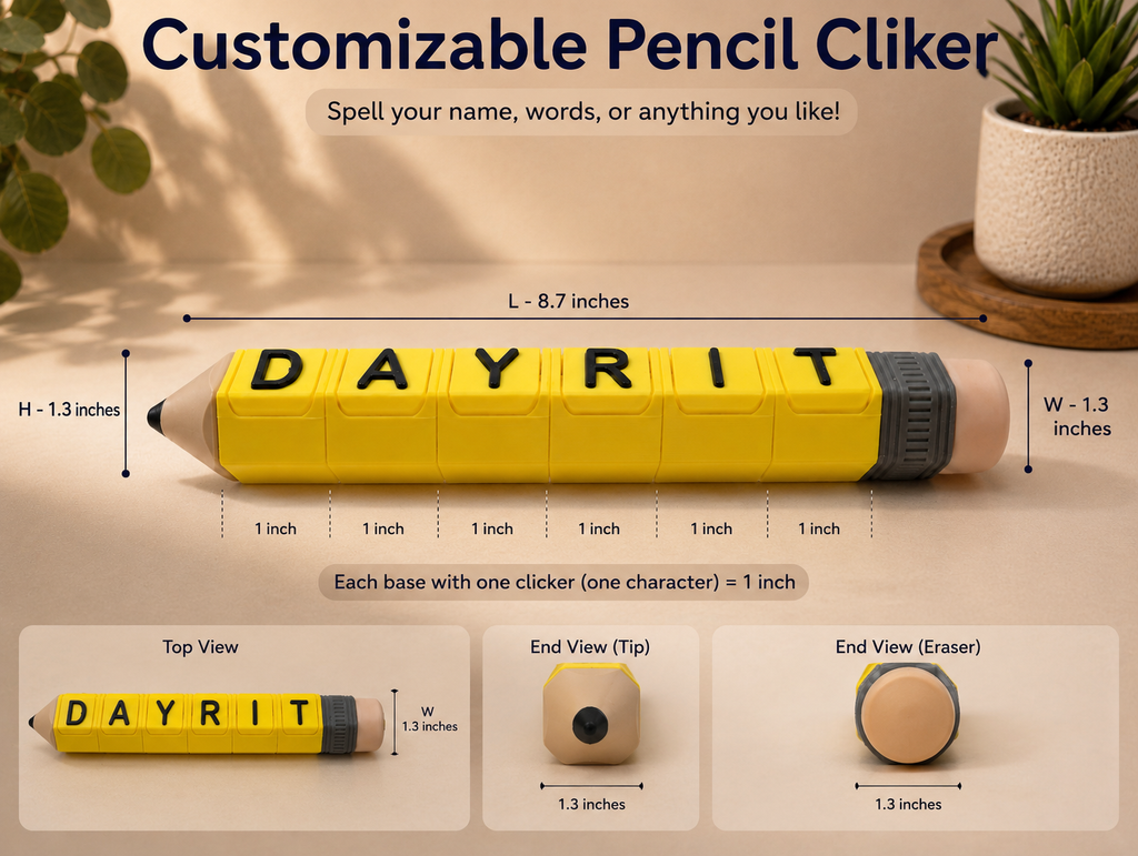 Personalized Pencil Clicker Fidget – Up to 8 Characters
